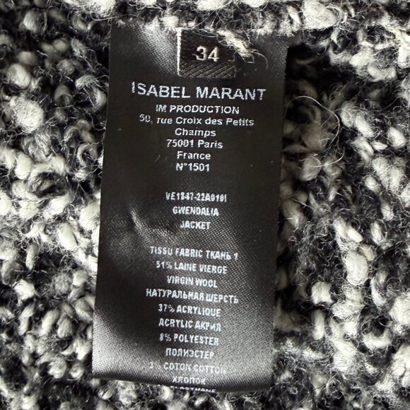 Isabel Marant  Gwendalia Oversized Woolblend Bouclé Vest - Size 34F / XS / US 2 - Picture 9 of 10